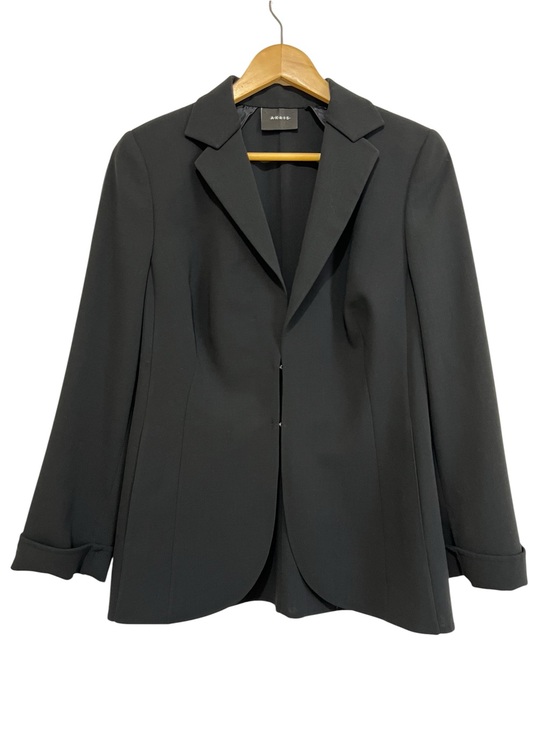 Akris Jackets & Blazers - AKRIS Black Double-Face Wool Blazer Double Hook Closure Fold-Over Cuffs Size 12